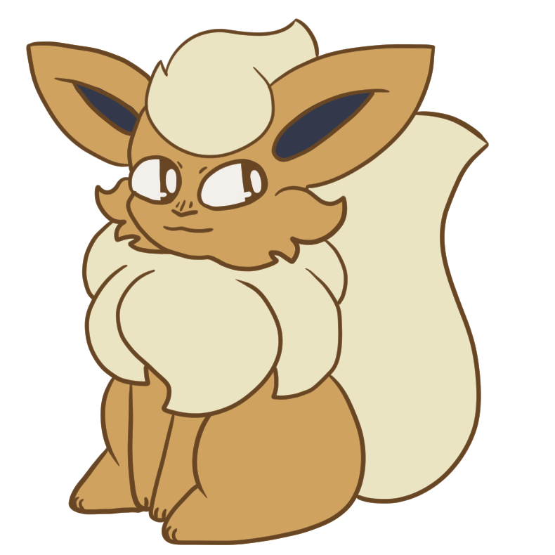 drawing of a flareon sitting that is orange instead of red-orange